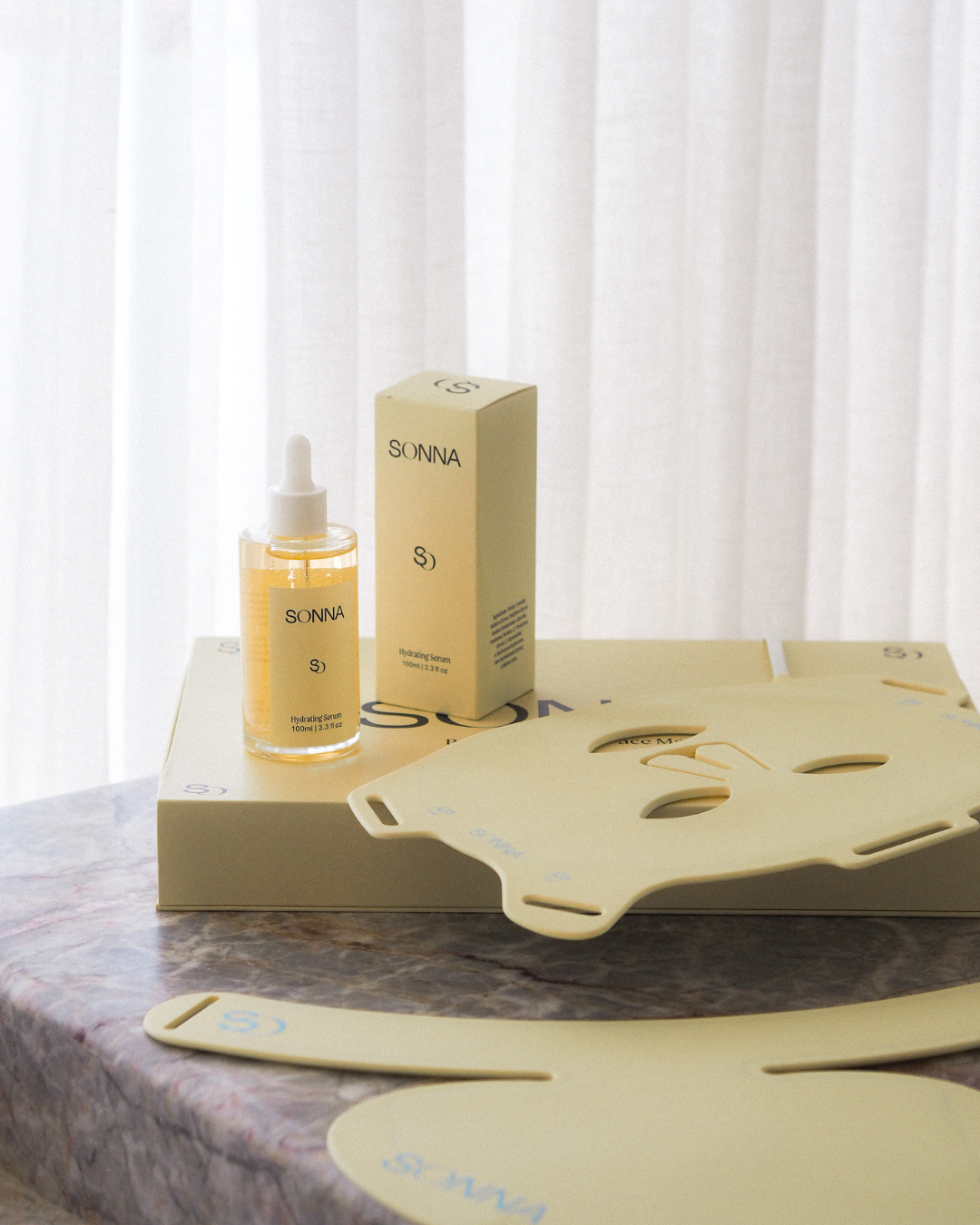 Sonna Brightening LED Mask and Décolletage Attachment + Skin Hydrating Serum Bundle